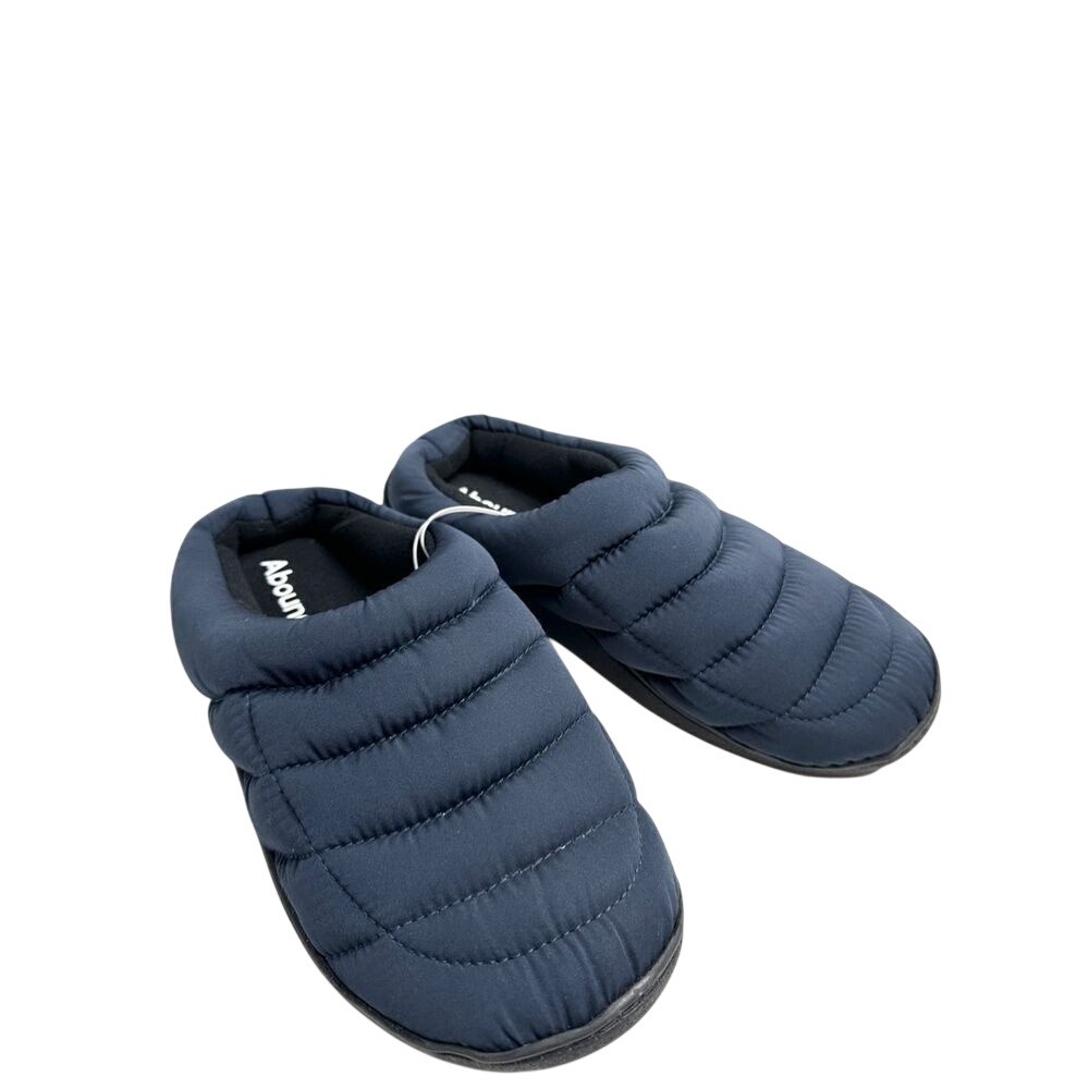 Abound Mens Quilted Puffer Slippers Navy Blue House Shoes M 9-10 Slip On Mules